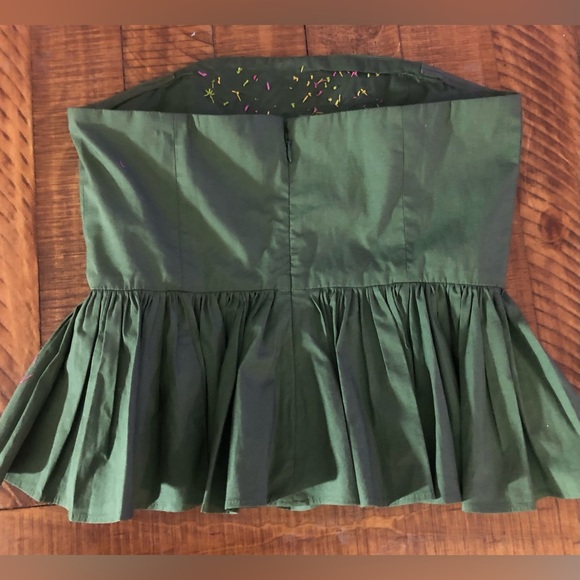 NWT J Crew Upcycle Embroidered Strapless Peplum Top in Stretch Cotton - Size 4 - Picture 3 of 6